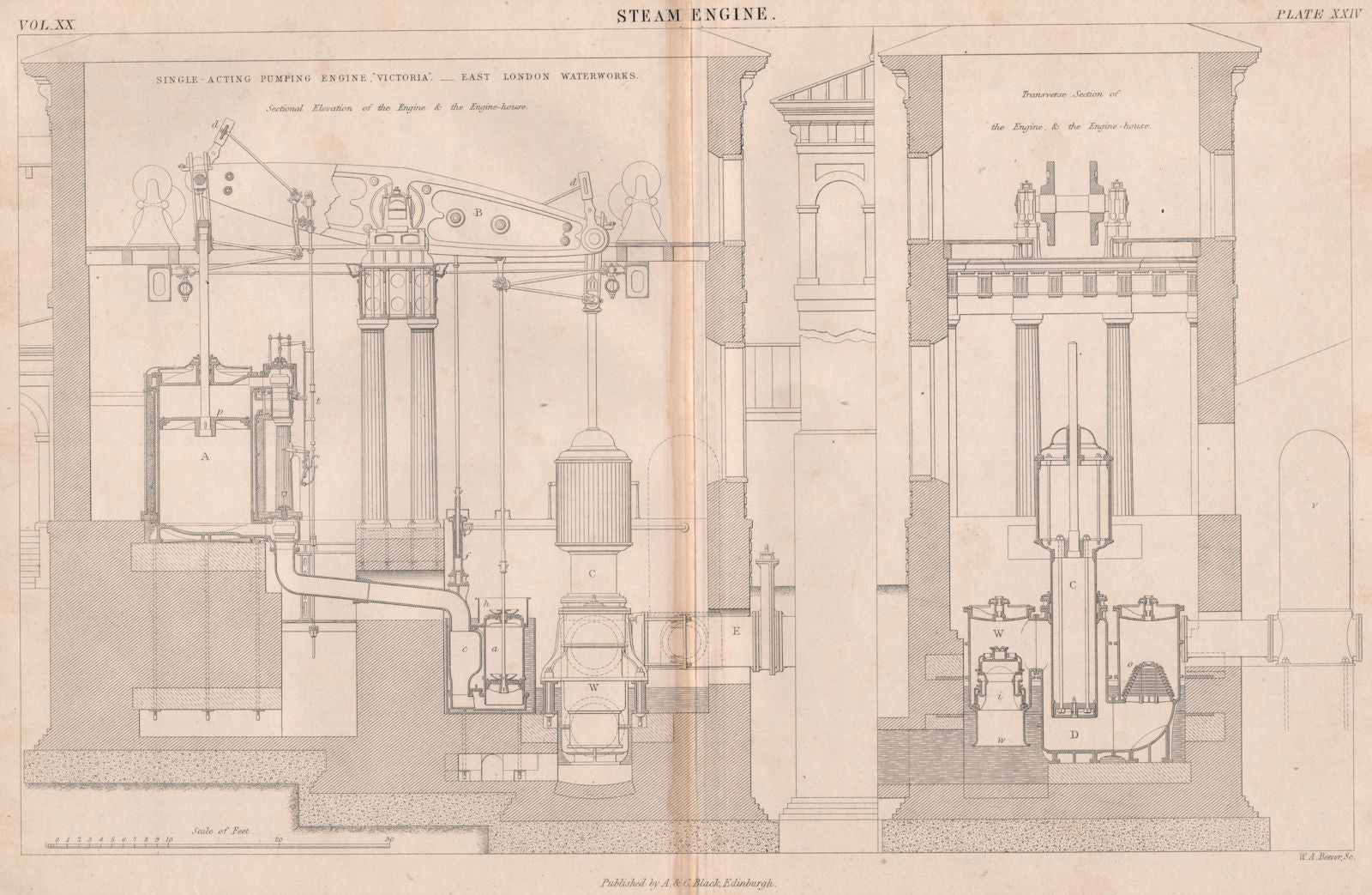 VICTORIAN STEAM ENGINE DRAWING